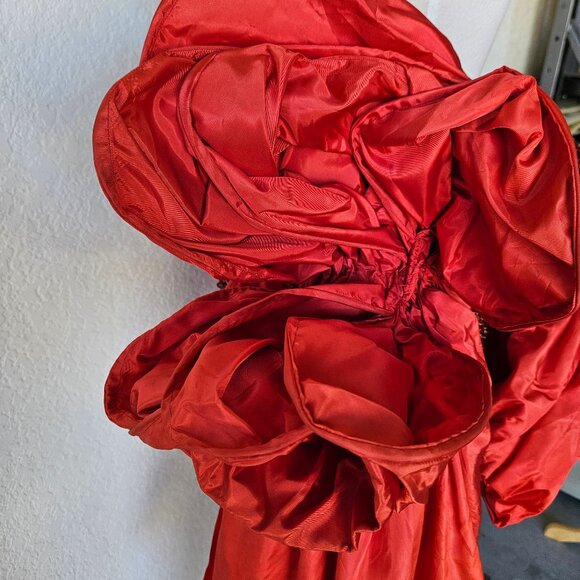 Vintage 40s 50s Red Sequin Burlesque USO Showgirl Chorus Bow Stage Costume XS - Picture 6 of 11